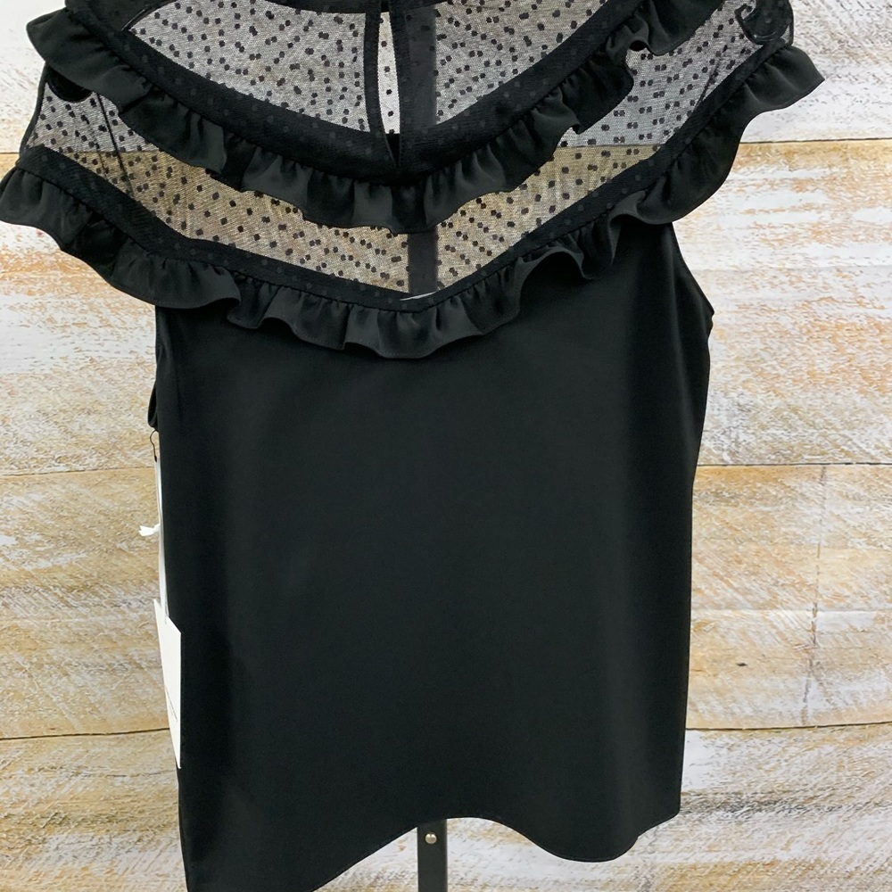 Amanda Uprichard black party blouse Swiss dot lace - Picture 2 of 4